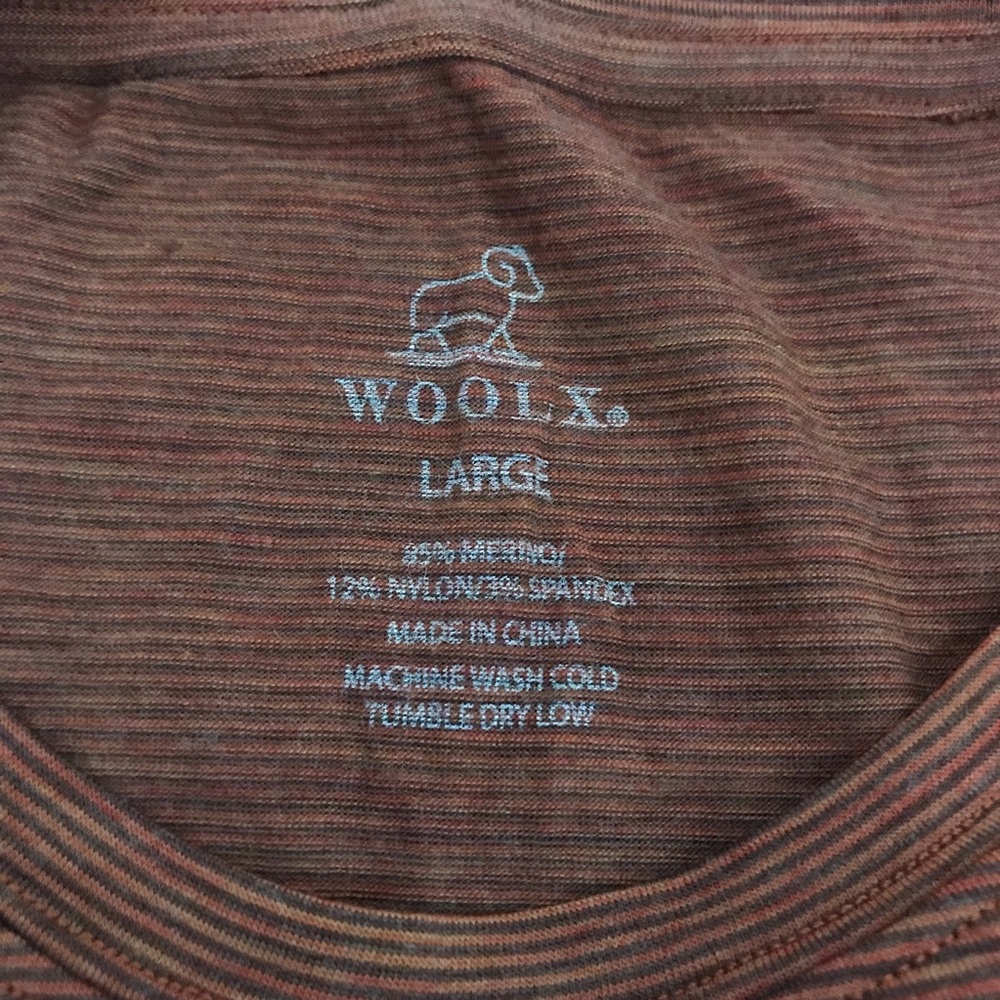 WoolX Men's Crew Neck T-Shirt in Rust Brown Size L - Picture 5 of 5
